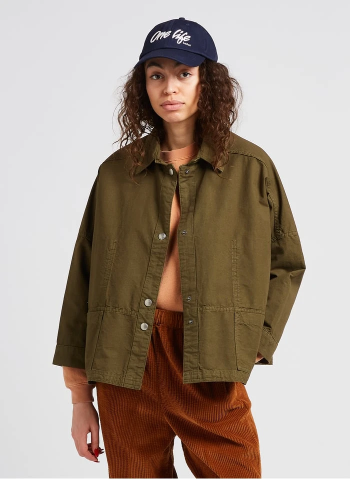 Oversized, Katoenen Jasje | Kaki 1 Oversized, Katoenen Jasje | Kaki