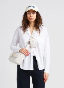 Top Met Klassieke Kraag Linnenblend | Wit