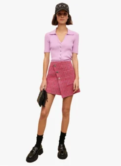 Maje MIMOSALIA - Trui Van Viscosemix Met Korte Mouwen | Violet -Kleding Winkel 4010930