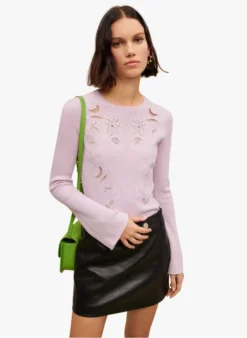 Maje MYSANY - Strakke Top Met Geborduurde Details | Violet