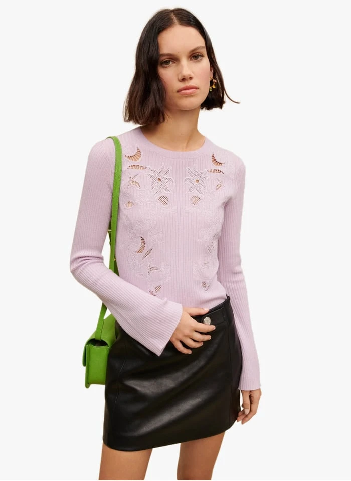 Maje MYSANY - Strakke Top Met Geborduurde Details | Violet 1 Maje MYSANY - Strakke Top Met Geborduurde Details | Violet