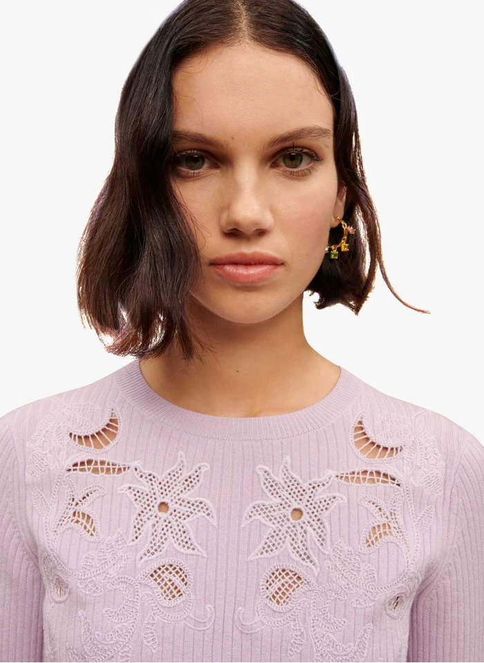 Maje MYSANY - Strakke Top Met Geborduurde Details | Violet 3 Maje MYSANY - Strakke Top Met Geborduurde Details | Violet - Afbeelding 3