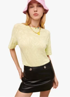 Maje MUNIK - Katoenen Blouse Met Ronde Hals En Textuur | Groen 8 Maje MUNIK - Katoenen Blouse Met Ronde Hals En Textuur | Groen -Kleding Winkel 4010952