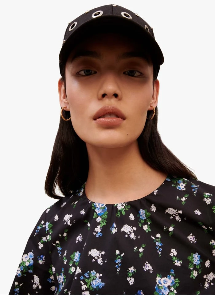 Maje LOVY - Top Van Katoenmix Met Ronde Hals En Bloemenprint | Blauw 1 Maje LOVY - Top Van Katoenmix Met Ronde Hals En Bloemenprint | Blauw