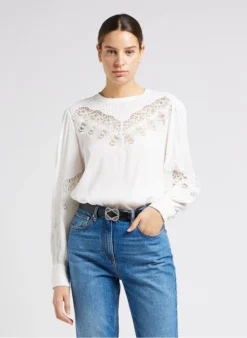 IRO BALDEN - Top Met Ronde Hals En Borduursel | Beige