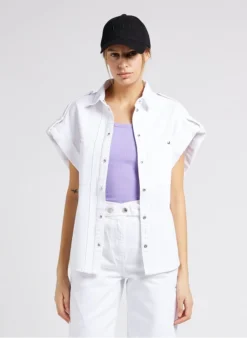 IRO AZALI - Oversized, Mouwloos, Katoenen Spijkerjasje | Wit