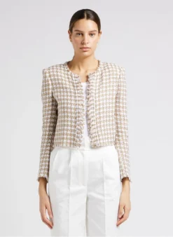 IRO GIOVANA - Kort Tweedjasje Met Ronde Hals | Beige