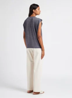 Momoni Ruimvallend T-shirt Met Ronde Hals | Blauw -Kleding Winkel 4023152