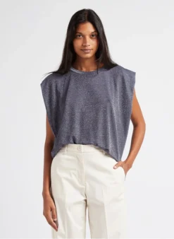 Momoni Ruimvallend T-shirt Met Ronde Hals | Blauw