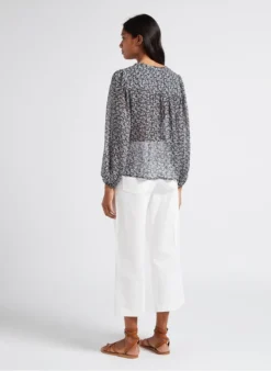 IMPATIENTE - Soepelvallende Blouse Met Ronde Hals En Print | Blauw -Kleding Winkel 4023649