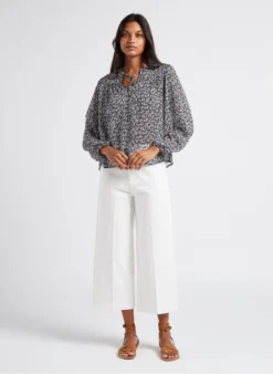 IMPATIENTE - Soepelvallende Blouse Met Ronde Hals En Print | Blauw -Kleding Winkel 4023650