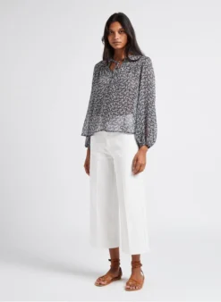 IMPATIENTE - Soepelvallende Blouse Met Ronde Hals En Print | Blauw -Kleding Winkel 4023653