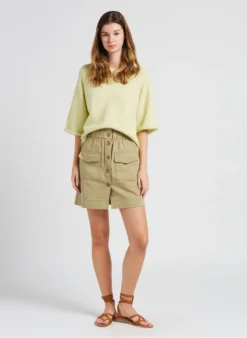 IDYLLE - Top Met Ronde Hals Wolblend | Groen -Kleding Winkel 4024132