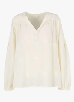 MAISON 123 TALIA - Ruimvallende, Katoenen Top Met Borduursel | Beige -Kleding Winkel 4027768
