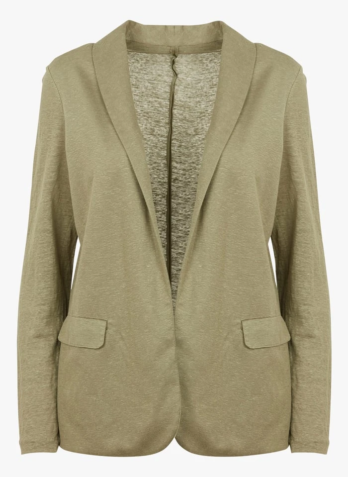 Soepelvallend Linnen Jasje | Kaki 3 Soepelvallend Linnen Jasje | Kaki - Afbeelding 3