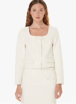 Tara Jarmon VERNIS - Kort Jasje Met Vierkante Hals | Wit