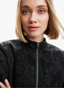 Desigual Jasje Met Rits En Opstaande Kraag | Zwart -Kleding Winkel 4031482