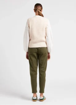 MAISON 123 TALIA - Ruimvallende, Katoenen Top Met Borduursel | Beige -Kleding Winkel 4035815