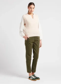 MAISON 123 TALIA - Ruimvallende, Katoenen Top Met Borduursel | Beige -Kleding Winkel 4035816