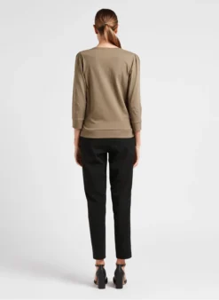 MAISON 123 CHARLOTTE - Katoenen Top Met V-hals En Stras | Bruin -Kleding Winkel 4035845