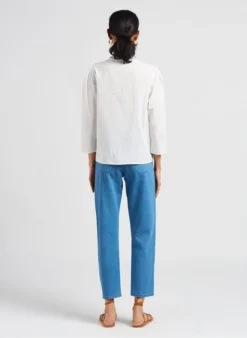 ONE STEP Katoenen Blouse Met Victoriaanse Kraag | Wit -Kleding Winkel 4038789