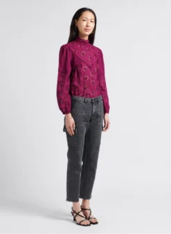 Ikks Katoenen Blouse Met Ajour En Opstaande Kraag | Roze 8 Ikks Katoenen Blouse Met Ajour En Opstaande Kraag | Roze -Kleding Winkel 4038959