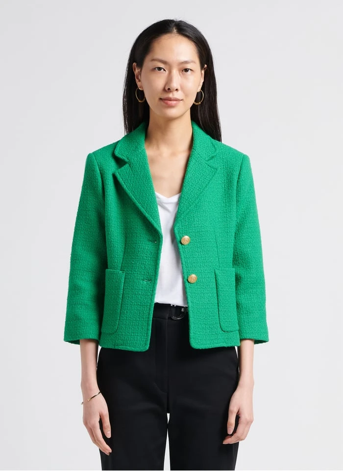 GERARD DAREL NASREEN - Kort Jacquard Jasje Van Katoenmix | Groen 1 GERARD DAREL NASREEN - Kort Jacquard Jasje Van Katoenmix | Groen