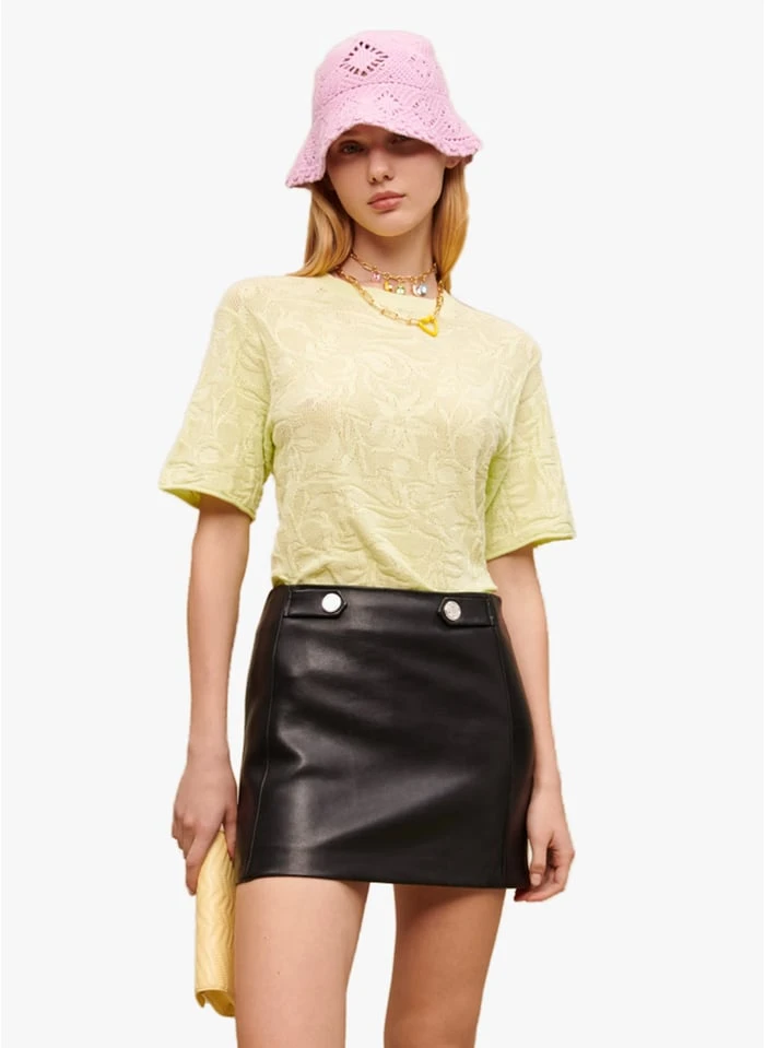 Maje MUNIK - Katoenen Blouse Met Ronde Hals En Textuur | Groen 1 Maje MUNIK - Katoenen Blouse Met Ronde Hals En Textuur | Groen