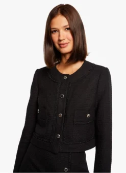 MORGAN VANESA - Kort Jasje Met Textuur En Knoopsluiting | Zwart