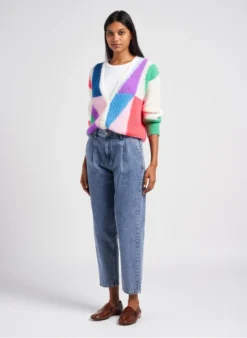 NOW - Katoenen T-shirt Met Borduursel | Wit -Kleding Winkel 4052142