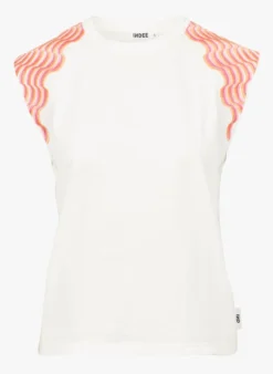 NOW - Katoenen T-shirt Met Borduursel | Wit -Kleding Winkel 4053042