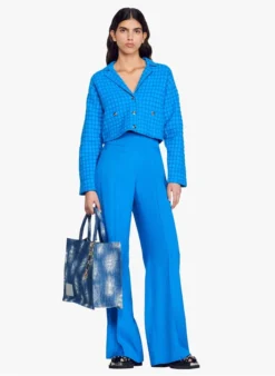 Sandro ASTIER - Kort Tweedjasje Met Reverskraag | Blauw -Kleding Winkel 4053380