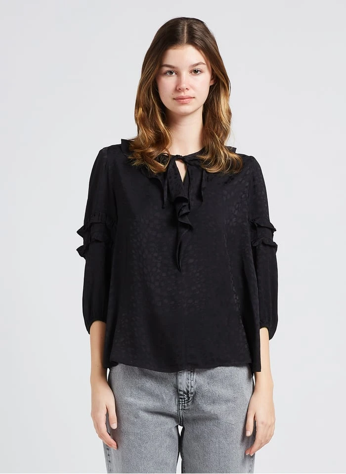 GERARD DAREL CANDICE - Blouse Van Viscose Met Peterpankraagje En Textuur | Zwart 1 GERARD DAREL CANDICE - Blouse Van Viscose Met Peterpankraagje En Textuur | Zwart