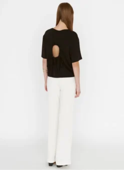 ZAPA TREY - T-shirt Met Ronde Hals En Open Detail Op De Rug | Zwart -Kleding Winkel 4062118