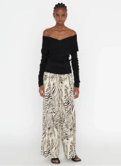 ZAPA TOVA - Blouse Van Gemengde Viscose Met Bardothals | Zwart 8 ZAPA TOVA - Blouse Van Gemengde Viscose Met Bardothals | Zwart -Kleding Winkel 4062141