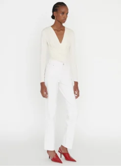 ZAPA JSTRAIGHT - Top Met Lange Mouw En Gedrapeerde Details Van Stretchkatoen | Wit