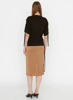 ZAPA TRAVISA - Top Met Ronde Hals En Plooitjes | Zwart -Kleding Winkel 4062547