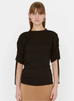 ZAPA TRAVISA - Top Met Ronde Hals En Plooitjes | Zwart