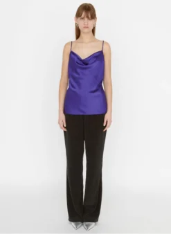 ZAPA TOPAZ - Gedrapeerd Topje Van Satijnachtige Stof | Violet -Kleding Winkel 4062586