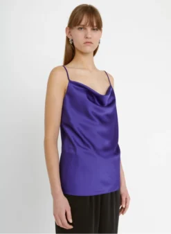 ZAPA TOPAZ - Gedrapeerd Topje Van Satijnachtige Stof | Violet -Kleding Winkel 4062587