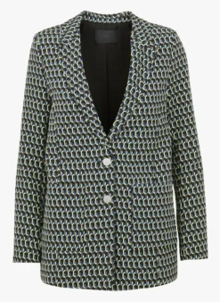 Ikks Jasje Met Reverskraag En Print | Zwart -Kleding Winkel 4065892