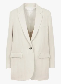 Jasje Met Reverskraag En Visgraatmotief, Linnen En Katoen | Grijs 8 Jasje Met Reverskraag En Visgraatmotief, Linnen En Katoen | Grijs -Kleding Winkel 4066014