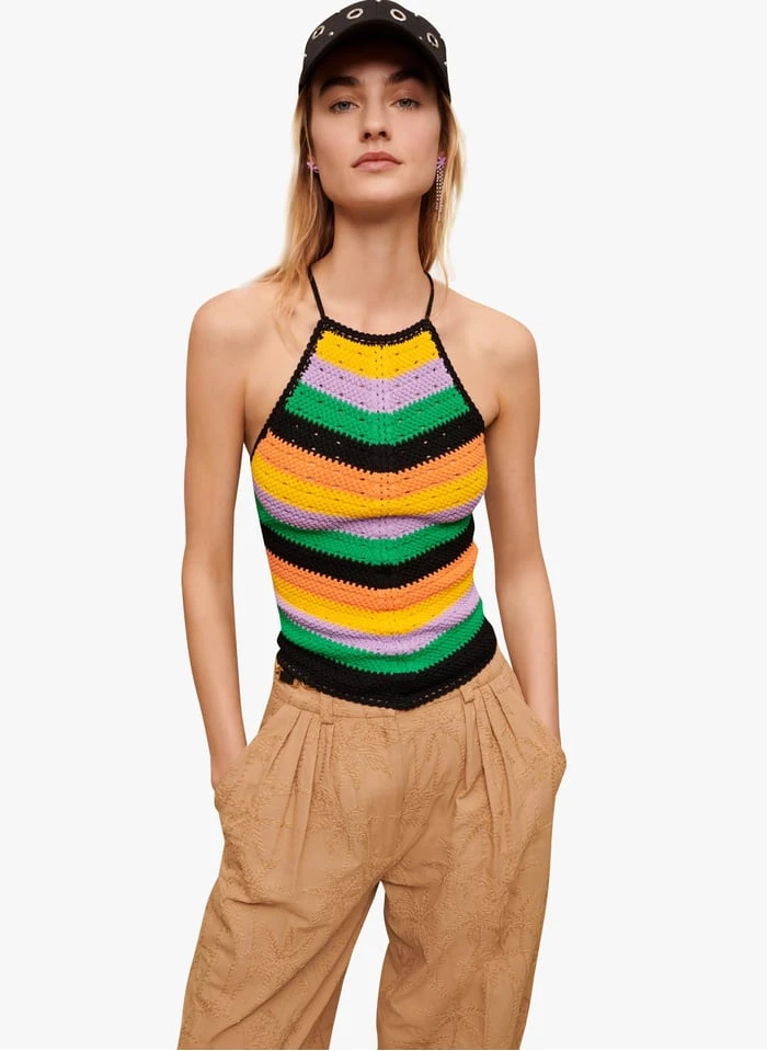 Maje MATRIX - Top Van Viscosemix Met Smalle Bandjes | Veelkleurig 1 Maje MATRIX - Top Van Viscosemix Met Smalle Bandjes | Veelkleurig
