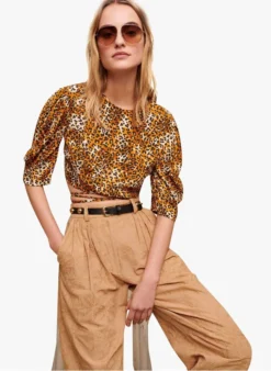 Maje LIPARD - Korte Top Met Dierenhuidprint | Bruin