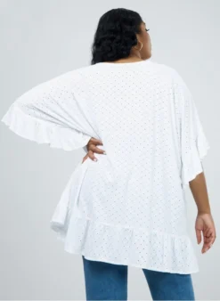 Blouse Met V-hals En Volants | Wit -Kleding Winkel 4067116