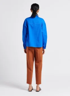 Bellerose LINK - Wijde Overhemd Van Stretchkatoen | Blauw -Kleding Winkel 4071856