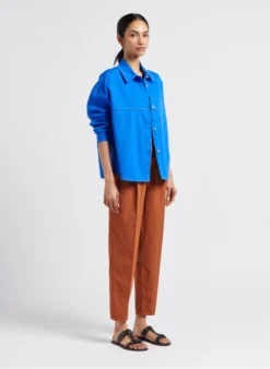 Bellerose LINK - Wijde Overhemd Van Stretchkatoen | Blauw -Kleding Winkel 4071857