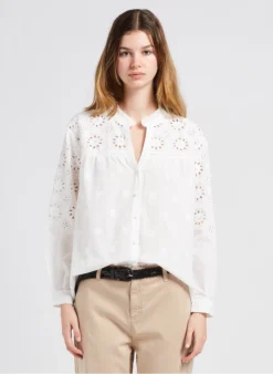 GERARD DAREL CECYLIA - Katoenen Blouse Met V-hals En Borduursel | Wit