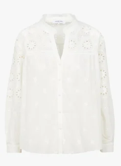 GERARD DAREL CECYLIA - Katoenen Blouse Met V-hals En Borduursel | Wit -Kleding Winkel 4073534