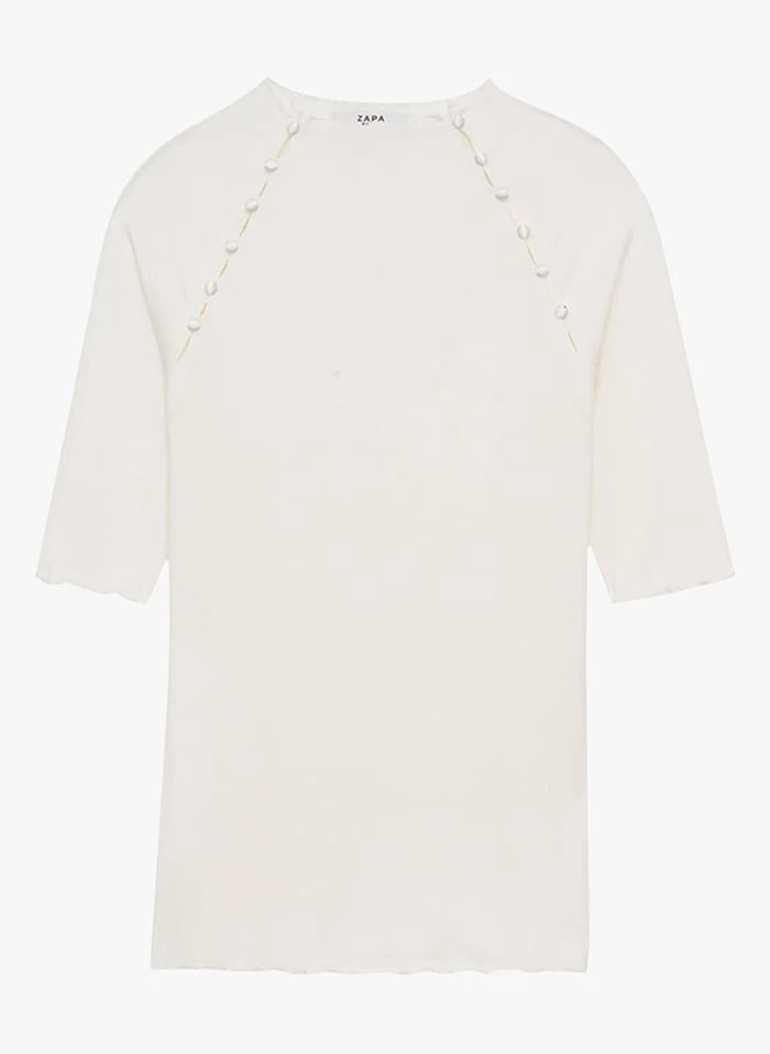 ZAPA TAIANA - Top Van Ribtricot Met Ronde Hals | Wit 2 ZAPA TAIANA - Top Van Ribtricot Met Ronde Hals | Wit - Afbeelding 2